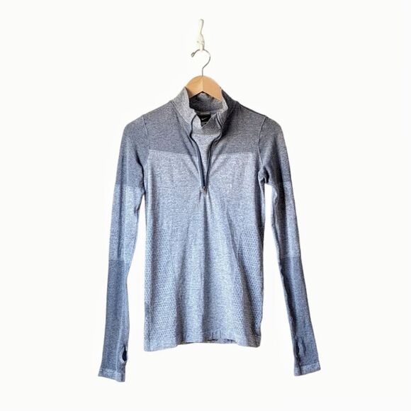 Nike Heathered Blue Colorblock Quarter Zip Fitted‎ Run Top - S Lightweight Layer - Picture 4 of 16